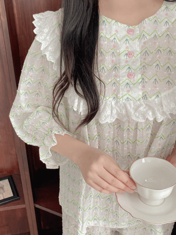 [특가] 잔디 부클 레이온 여성 잠옷 세트 2color